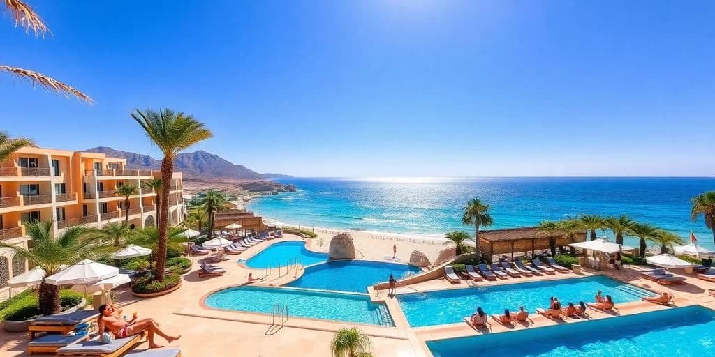 Resort pools at All-Inclusive in Los Cabos: Don't Miss These Offers! overlooking ocean, sunny day