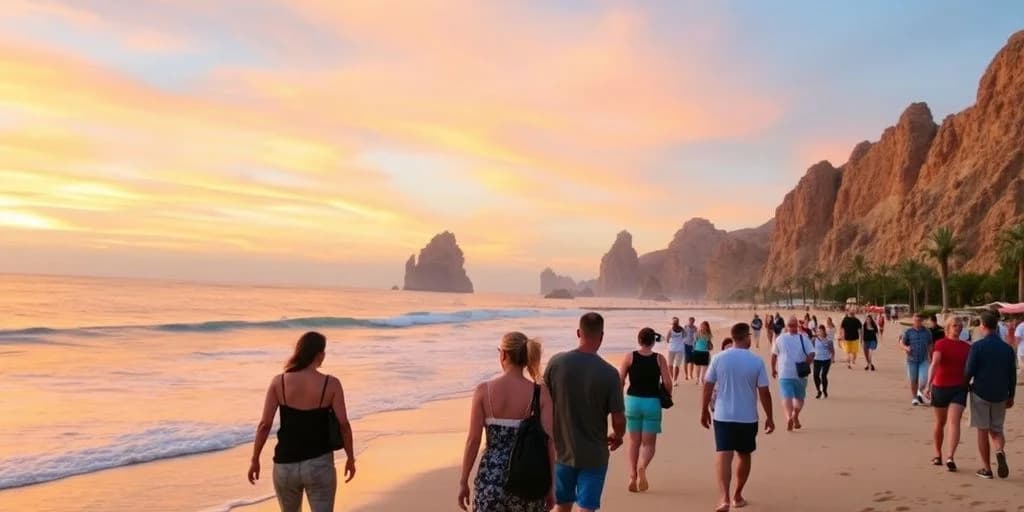 Beach sunset walk at Beach Walking Tours in Cabo: Guide with rock formations, ocean
