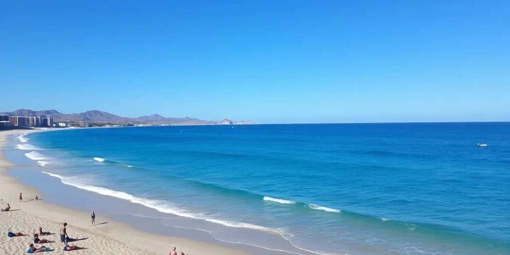Ocean view at Beach WiFi Spots in Cabo: Coverage Guide with distant land, clear sky