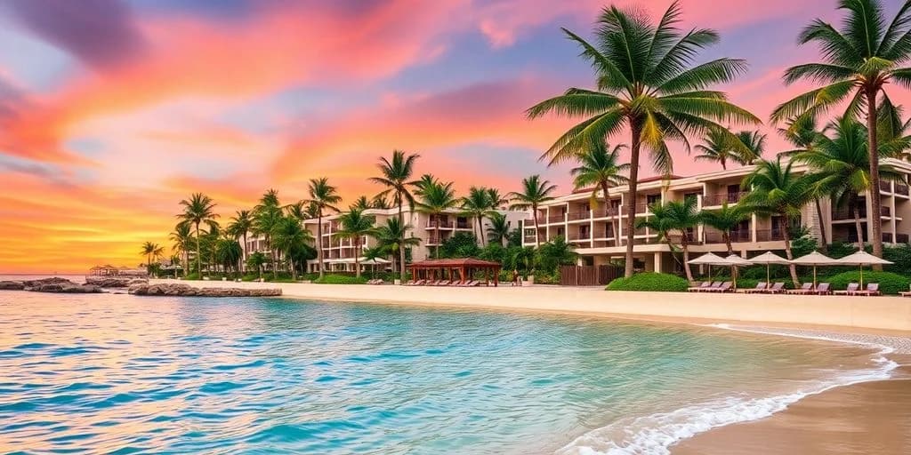 Beachfront resort 2 at Best All-Inclusive Hotels in CaboâSee the List! at sunset, from ocean