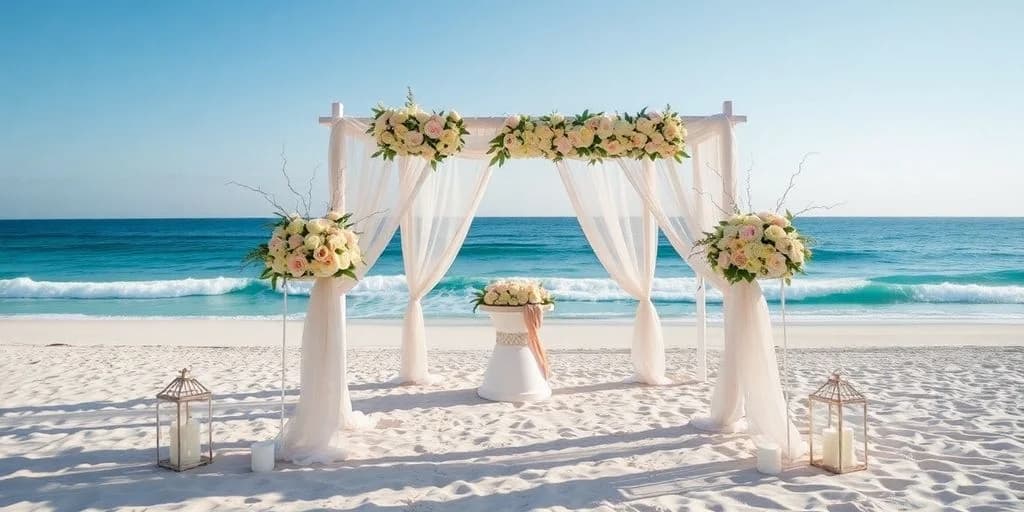 Beach wedding arch at Best Beach Wedding Locations in Cabo white arch, with ocean
