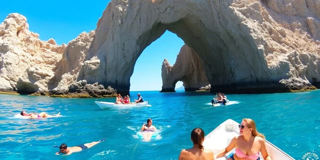 Rock arch 4 at Best Excursions in Cabo San Lucas You Need to Try people swimming and boating
