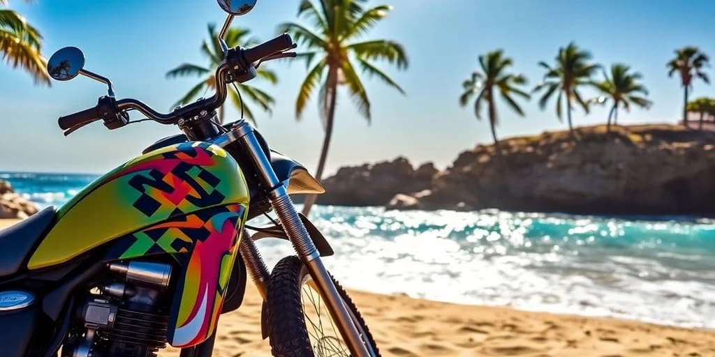 Dirt bike at Bike Rental Options in Los Cabos: Prices & Routes on sandy beach