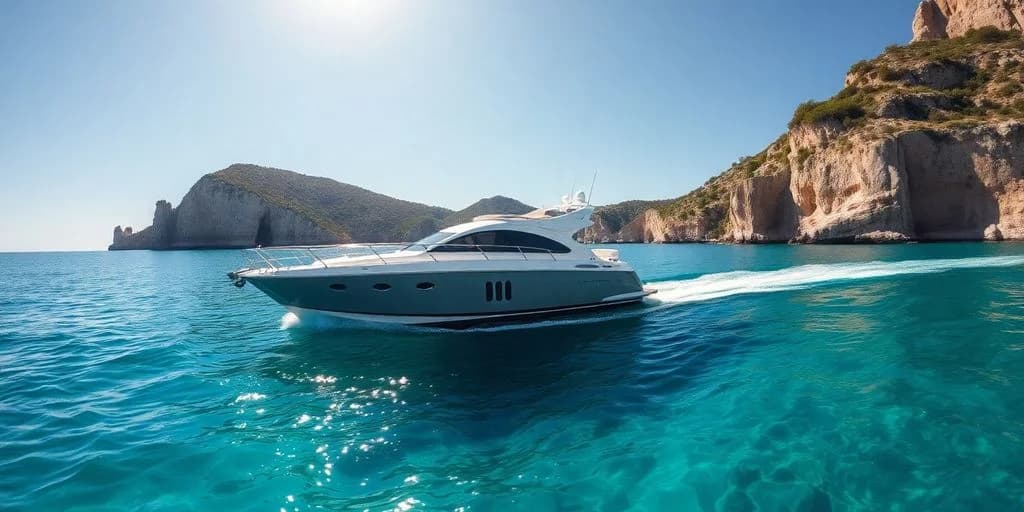 Motor yacht at Boat Cleaning Services in Cabo: Price Guide cruising in blue water