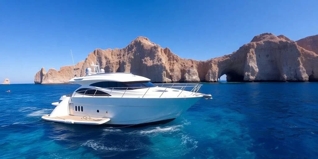 Motor yacht 2 at Boat Maintenance in Cabo: Service Guide cruising near mountains