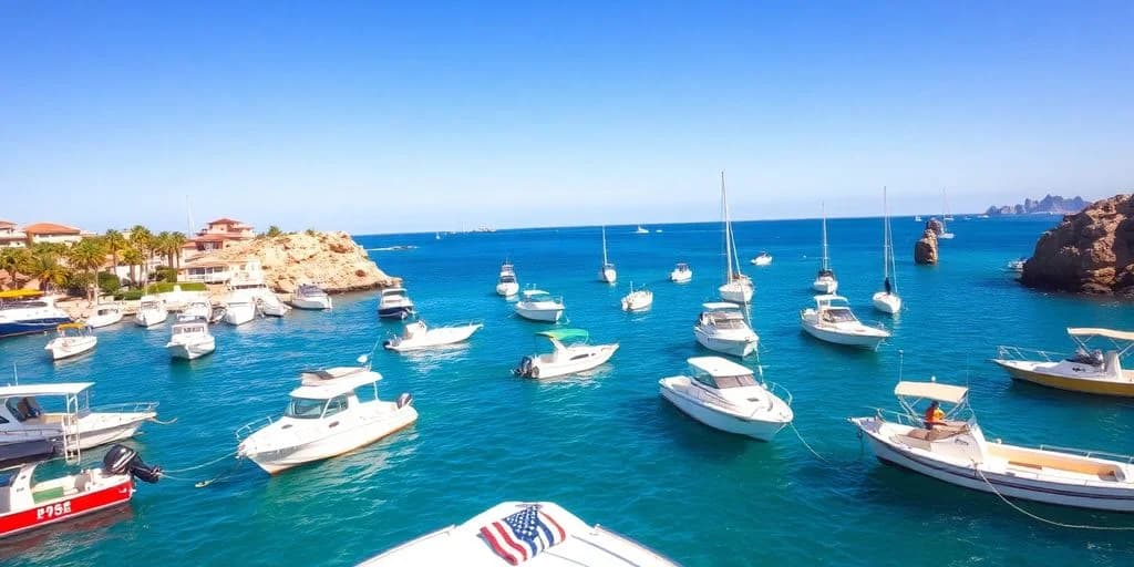 Boats anchored 2 at Boat Permits in Cabo: Complete Guide in clear blue water