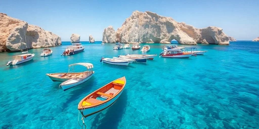 Boats anchored 3 at Boat Rentals in Cabo: Complete Price Guide near rock formations