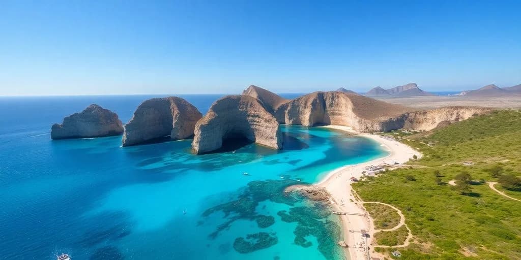 Bay aerial at Breathless Cabo: Experience the Hype! with rock formations, beach
