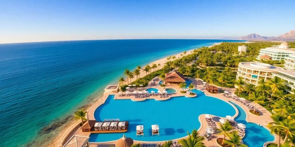 Resort aerial at Breathless Resort Cabo: ¡Ofertas por tiempo limitado! with beach and ocean