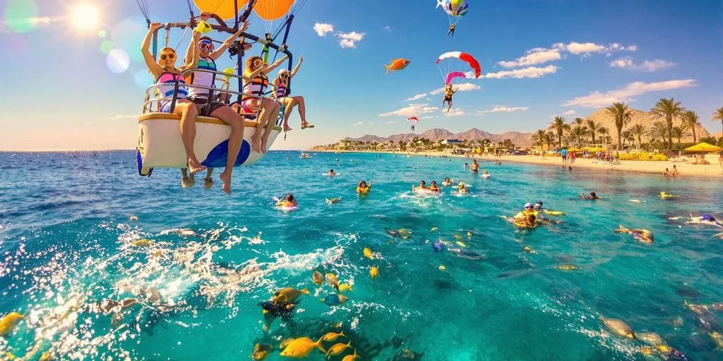 Boat excursion at Cabo Activities Real Reviews: What You Need to Know with parasailers and swimmers