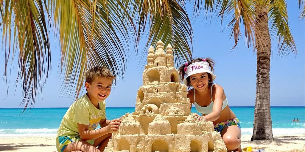 Sandcastle at Cabo Activities With Kids: What You Need to Know on beach with two children