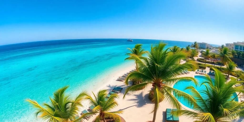 Beach aerial at Cabo All Inclusive First-Timers: What You Need to Know with palm trees, clear ocean