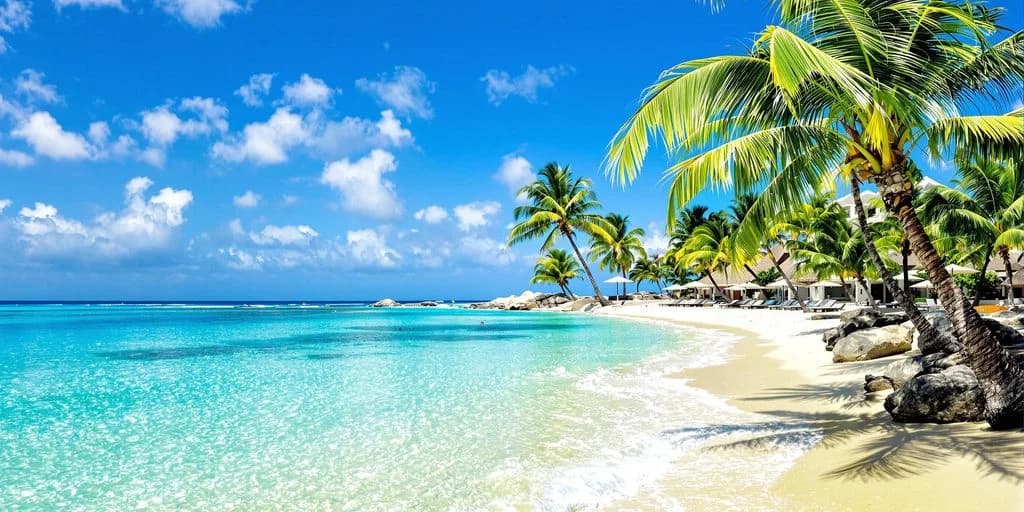 Tropical beach at Cabo All Inclusive Itinerary: What You Need to Know with palm trees, clear water