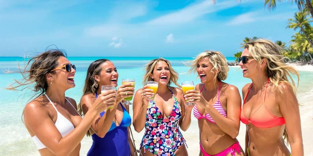 Women with cocktails at Cabo Bachelorette Real Reviews: What You Need to Know on beach, clear sky