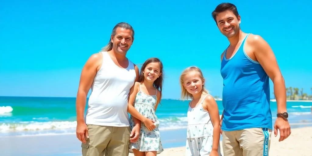 Family on beach 3 at Cabo Family Trip You DidnâT Know About: What You Need to Know smiling, with ocean beyond