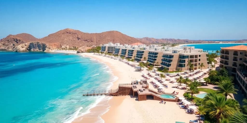 Beachfront resort at Cabo Hotels All-Inclusive: Offers Ending Soon! aerial view, mountains, ocean