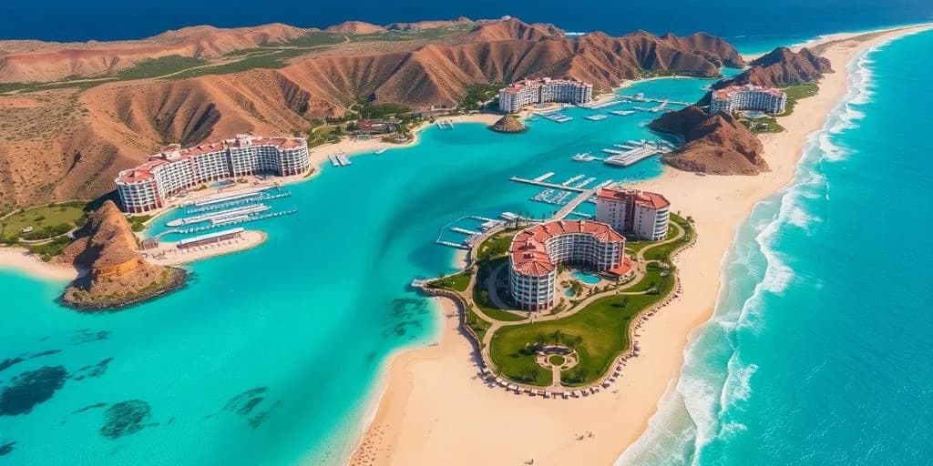 Coastal resort at Cabo Hotels You Won't Believe Exist! aerial view, lagoon, marina