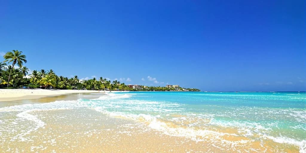 Beach waves at Cabo Mexico Real Reviews: What You Need to Know with palm trees, distant buildings