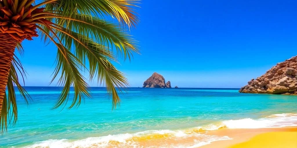 Ocean view at Cabo San Lucas Guide: What You Need to Know with palm frond, rock formation