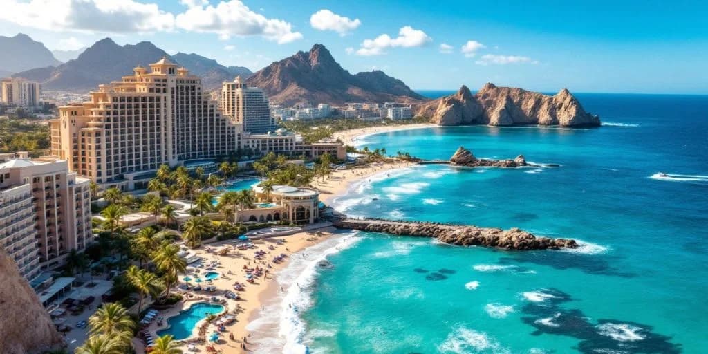 Resort aerial at Cabo San Lucas Hotels: Top Picks for Every Traveler with beaches, pools, mountains