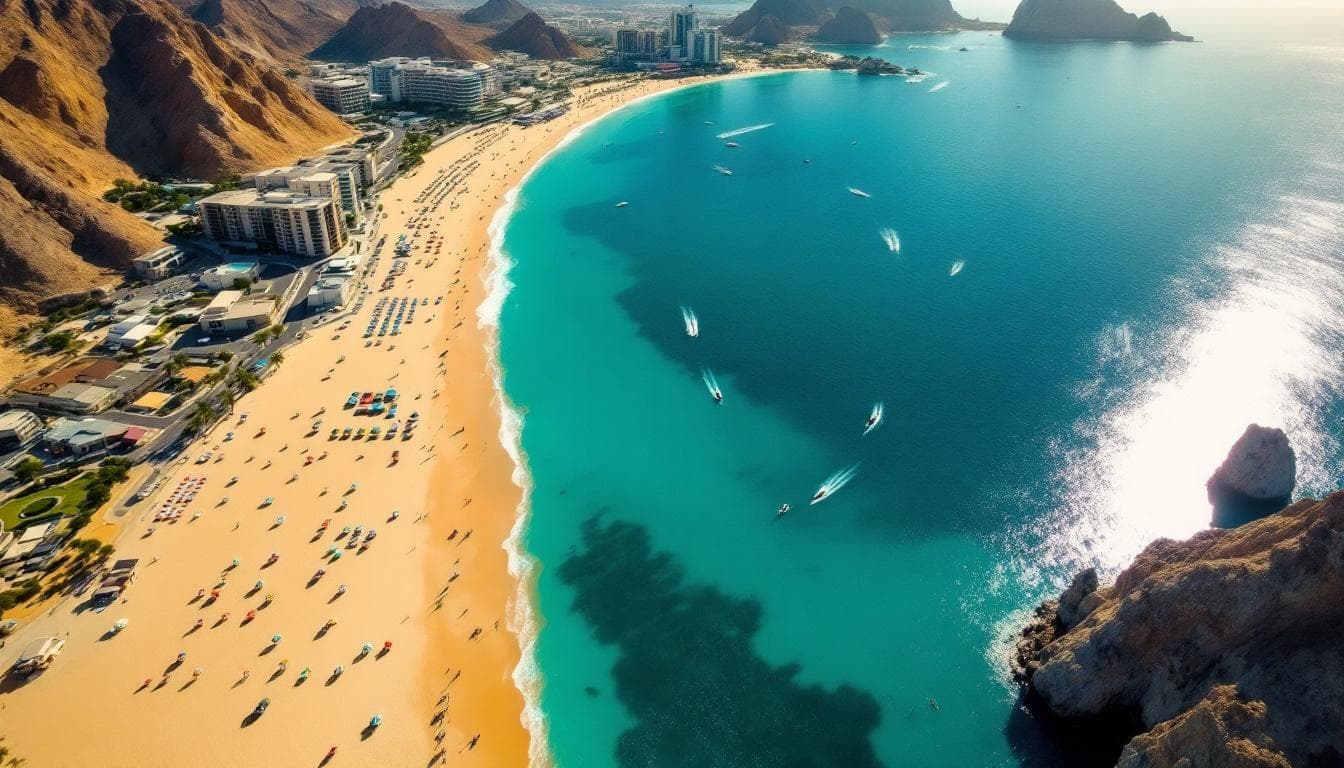 Beach aerial 1 at Cabo San Lucas Travel Tips: 25 Things to Know Before You Go with city and boats
