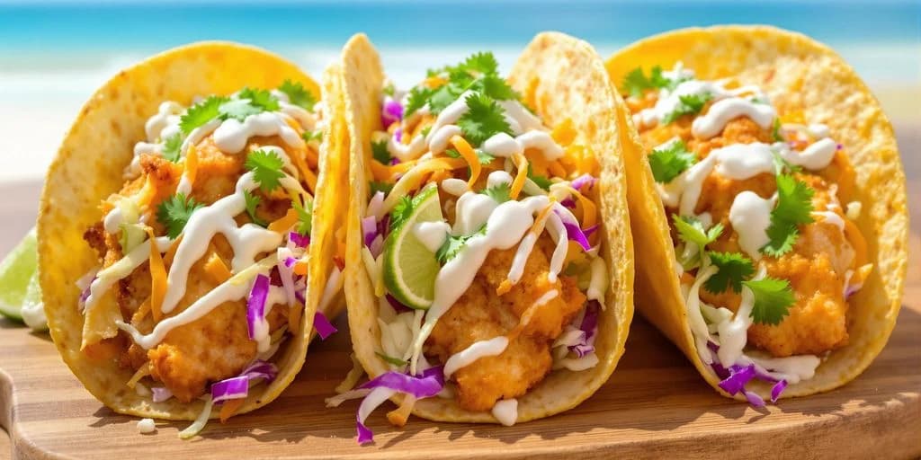 Fish taco 5 at Cabo Tacos Ranked: What You Need to Know close-up, with ocean background