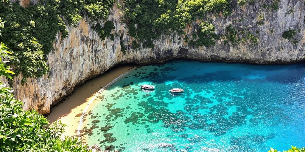 Cove aerial at Cabo Tour Hidden Gems: What You Need to Know two boats, clear turquoise water