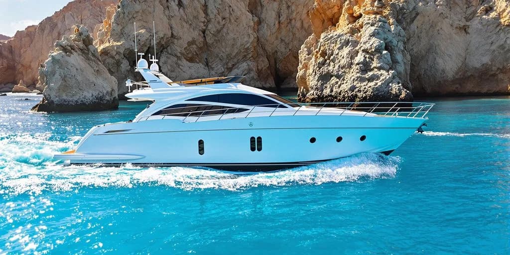 Luxury yacht 7 at Cabo Yacht Real Reviews: What You Need to Know cruising past rocky cliffs, sunny