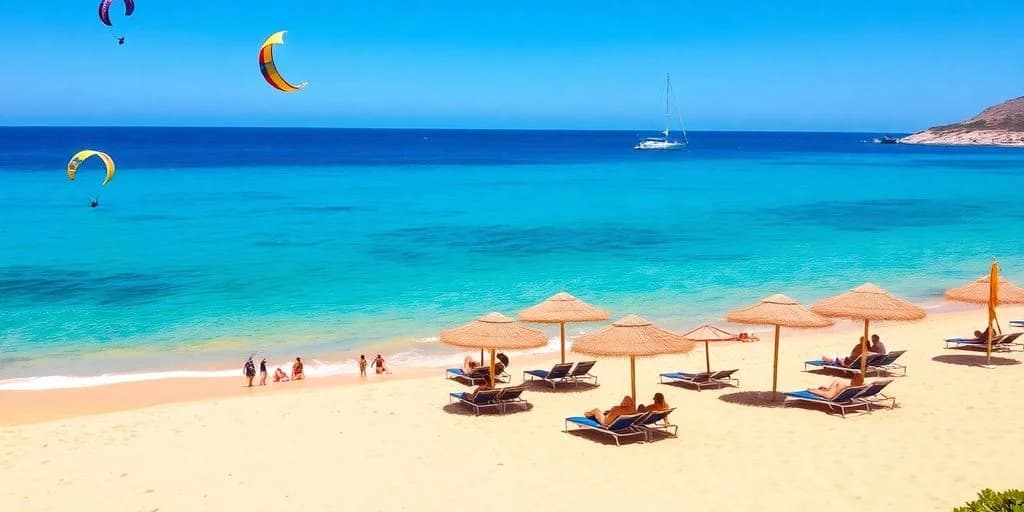 Beach lounge area at Discover Your Perfect Cabo Itinerary: Tailored Adventures for Every Traveler with ocean and sailboat in