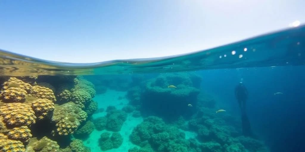 Underwater reef at Diving Insurance in Los Cabos: What You Need half above, half below water