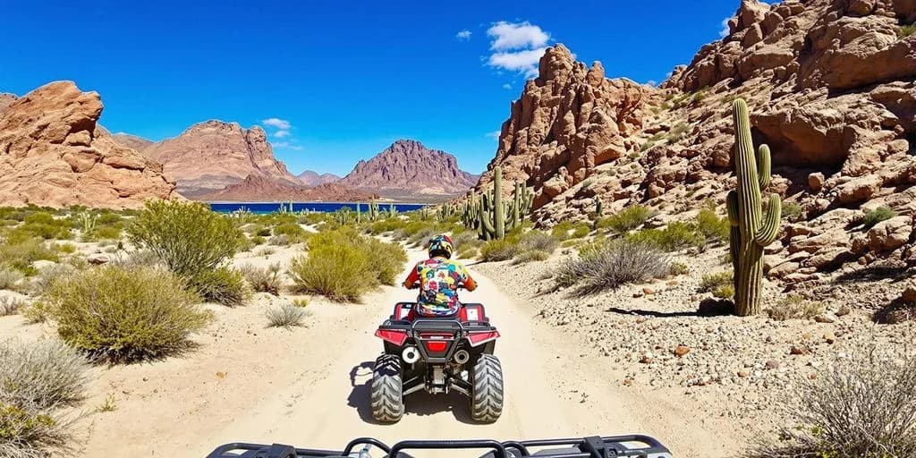 Atv ride at Everything You Need to Know About ATV Adventures in Cabo on dirt road, desert landscape