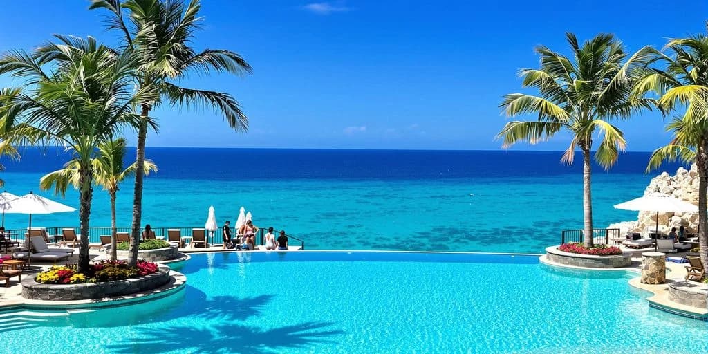 Infinity pool at Everything you need to know about cabos san lucas all inclusive resort with turquoise ocean beyond