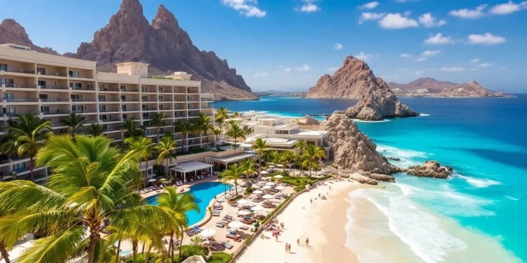 Beachfront resort at Finding Your Perfect Stay at Hotel Cabo San Lucas with mountains and ocean