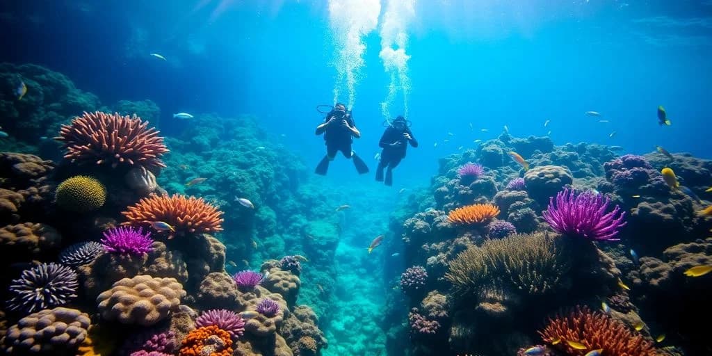 Scuba divers at Getting PADI Certified in Cabo: Course Comparison among colorful coral reef