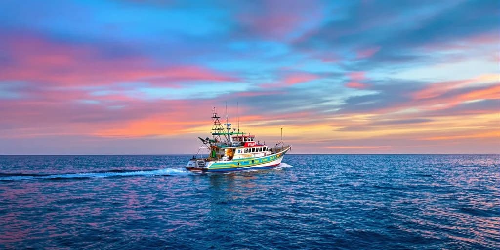 Fishing boat at Half-Day Cabo Fishing: $300 Per Person vs Full-Day $390 at sunset, on open water