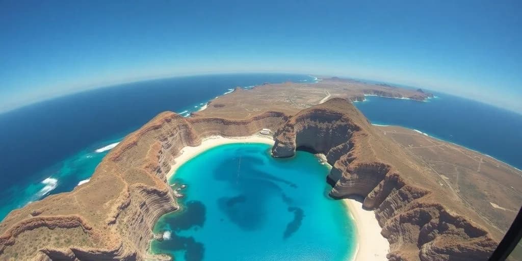 Coastal cove at Helicopter Tours in Los Cabos: Price Guide aerial view, turquoise water