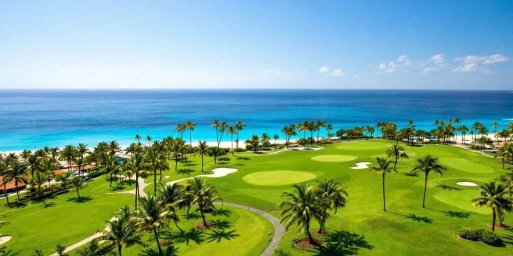 Golf course at Hilton Los Cabos Is a Golfer's Dream Come True with ocean, palm trees