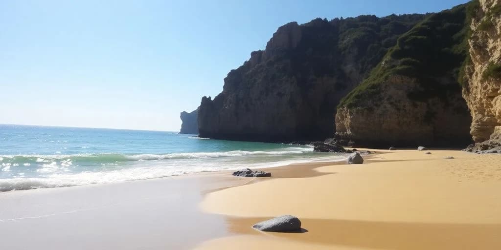 Secluded beach at How to Access Pedregal Beach: The Complete Guide with large cliffs, clear sky