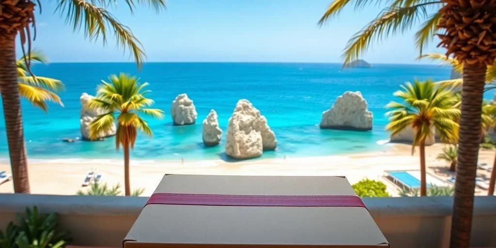 Ocean view foreground at How to Ship Packages from Los Cabos: Tourist Guide with rock formations, blurred foreground