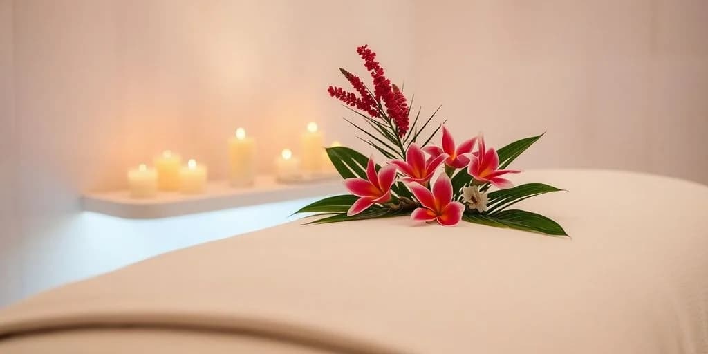 Spa flowers at In-Room Massage and Spa Services in Cabo: Complete Guide with lit candles, pink petals
