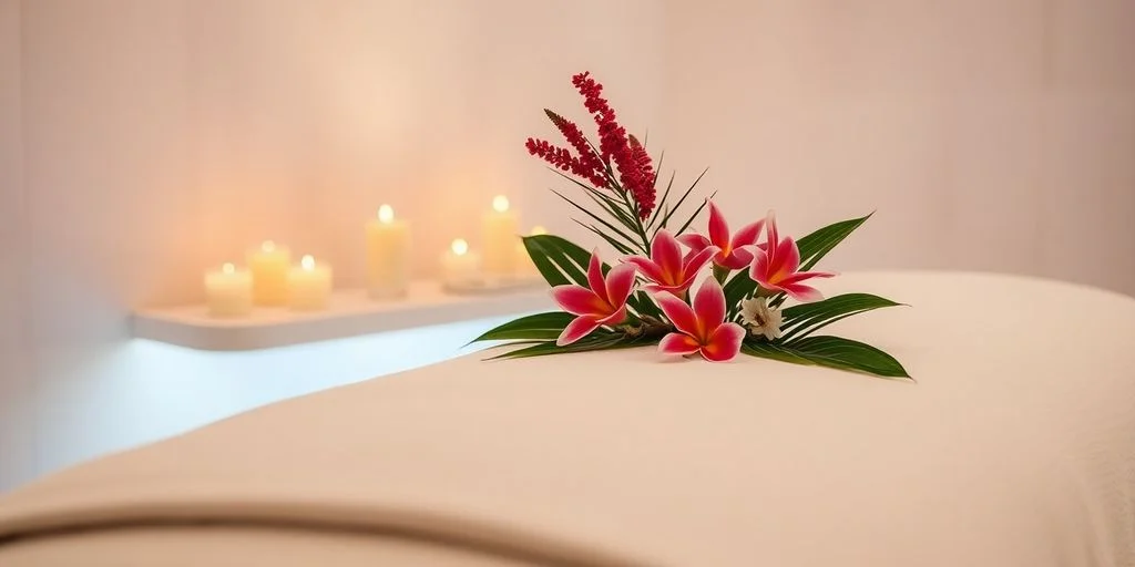 Spa flowers at In-Room Massage and Spa Services in Cabo: Complete Guide with lit candles, pink petals