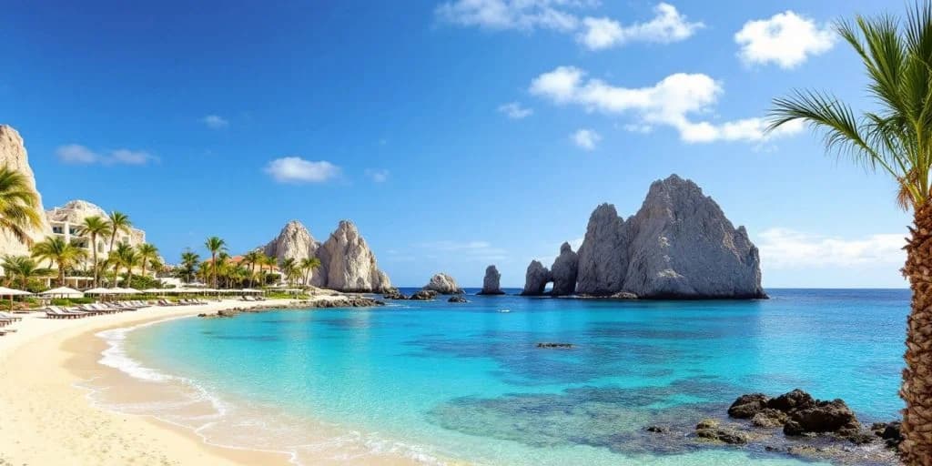 Beach cove at Is All-Inclusive in Los Cabos Worth It? with rock formations, clear water