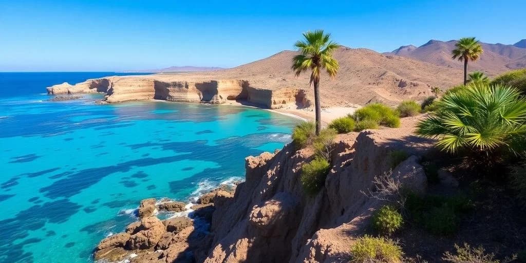 Desert coastline at La Paz Day Trip from Cabo: Complete Itinerary & Tips with palm tree, clear water