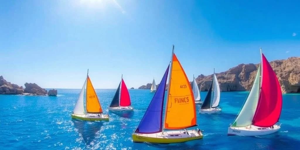 Sailboats at Learning to Sail in Cabo: School Comparison Guide on blue ocean, sunny day
