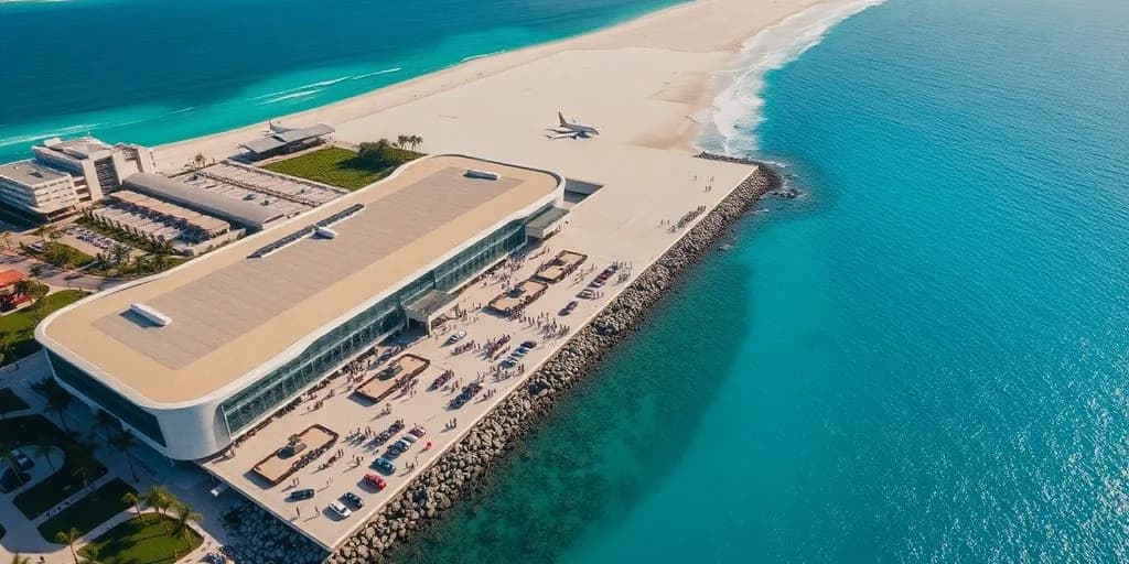 Airport terminal aerial 2 at Los Cabos Airport HacksWhat Travelers Must Know! next to beach, plane on tarmac