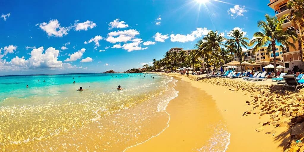 Sunny beach at Los Cabos Cheap And Fun: What You Need to Know people swimming, resort buildings, waves