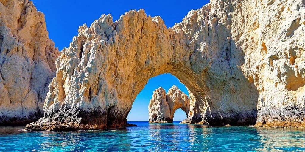 Rock arches at Los Cabos First-Timers: What You Need to Know in blue ocean, clear sky