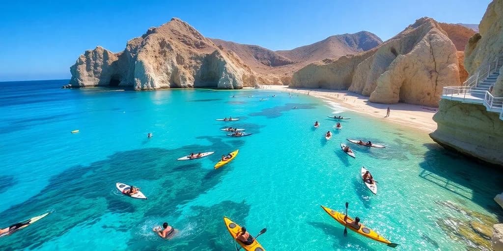 Kayaking bay 1 at Los Cabos Mexico: Adventure Starts Here! with mountains and beach