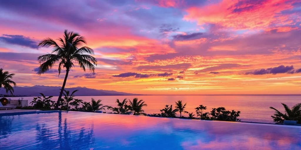 Infinity pool at Los Cabos Reviewed: What You Need to Know at sunset, with palm trees