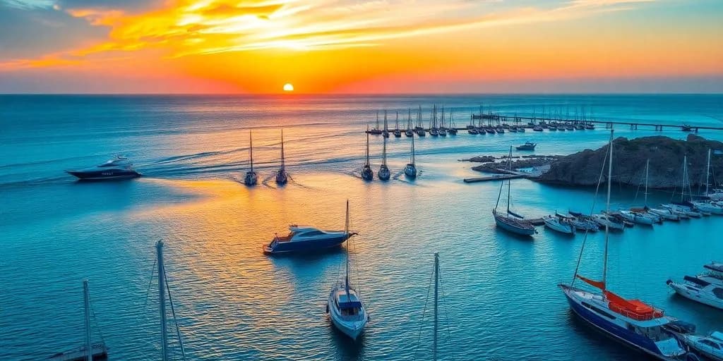 Marina sunset at Marina Fuel Prices in Los Cabos orange sky over ocean